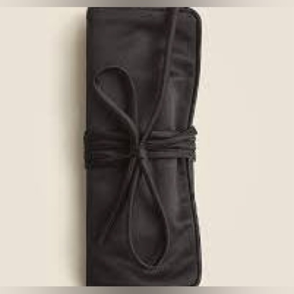 J.crew Black Satin jewelry roll up pouch.